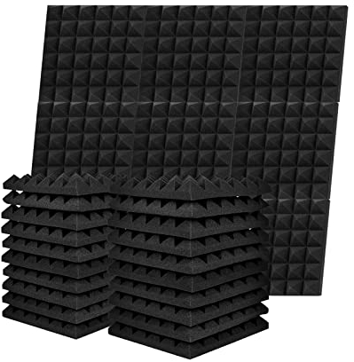 Acoustic Sound Proofing Foam Panels: 12 Pack Acoustic Foam Panels with Double Sided Tape - 2X12X12 Fireproof Sound Proofing Panels for Wall Recording Studio Office Home