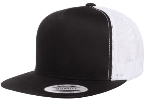 The Hat Pros Yp Classics Yupoong 5 Panel Classic Trucker Cap (Black/White)