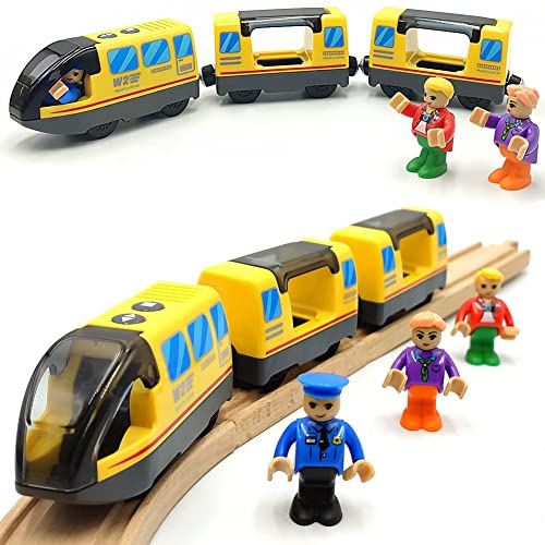 Batteriezug, magnetische Verbindung, Intercity-Zug mit Figuren für Holzeisenbahn-Gleisspielzeug, Lokomotivzug-Spielzeug für Kleinkinder im Alter von 3 4 bis 5 Jahren (ohne Batterie und Gleis)