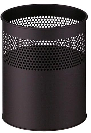 PROREGAL Runder halbperforierter Papierkorb aus Metall | 30 Liter, HxØ 40,5x31cm | Schwarz