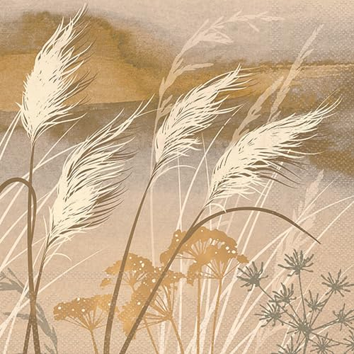 20 Servietten Haus, Garten & Natur Wehende Gräser als Tischdeko. Papierservietten mit Motiv. Auch für Decoupage und Serviettentechnik 33x33cm