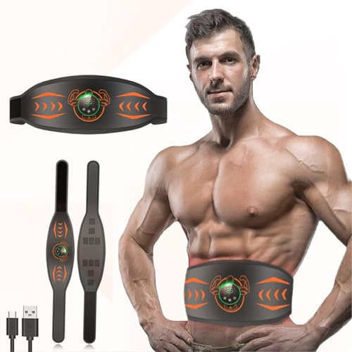 Zhailyn EMS Bauchmuskeltrainer Gürtel, EMS Trainingsgerät mit 6 Modi und 18 Intensitäten, Heim-Muskelstimulator, Ab Trainer Gürtel (Keine Gel-Pads Nötig)