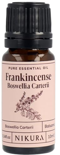 Nikura Frankincense Boswellia Carterii Essential Oil - 10ml | Perfect for Diffusers for Home, Aromatherapy, Humidifier, Bath | Great for Self Care, Skin, Mood Boost, Focus | Vegan & UK Made