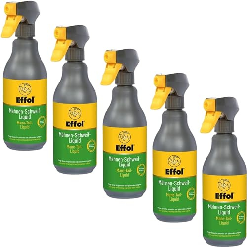 RL24 - Mähnen-Schweif-Liquid | Mähnenspray für Pferde | für Schweifrübe & Mähnenkamm | Schweifspray mit Pflegeölen | Mähnenliquid für Fülle & Volumen | Fellpflege | 5 x 500 ml (5er Set)