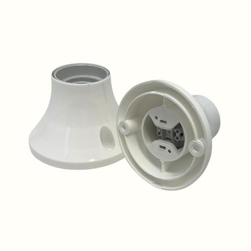 HALOTEC | Pack 2 Portalámparas E27 Blanco Recto | Soporte para Suelo y Pared | Compatible LED y Incandescentes | Resistente y Duradero | Fácil Instalación | Uso Profesional, Doméstico y Comercial
