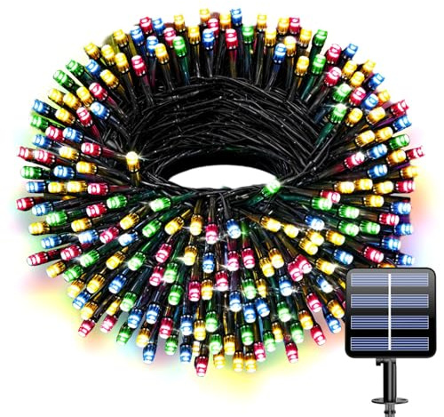 Electight Solar Lichterkette Bunte, LED Solarlichterkette mit 8 Modi, IP65 Wasserfest für Außen Innen Halloween Weihnachtsbaum Party Garten Deko - Farbe 20M 200 LEDs
