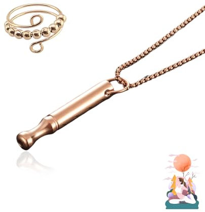 Rauchentwöhnung Hilfsmitte,V2 Halskette Rauchfrei Original,Atemkette Raucherentwöhnung Hilfsmittel,Rauchfrei Kette mit Pfeife,Angst Atemhalskette mit Widerstand,Rauchen Aufhören Necklace (Roségold)