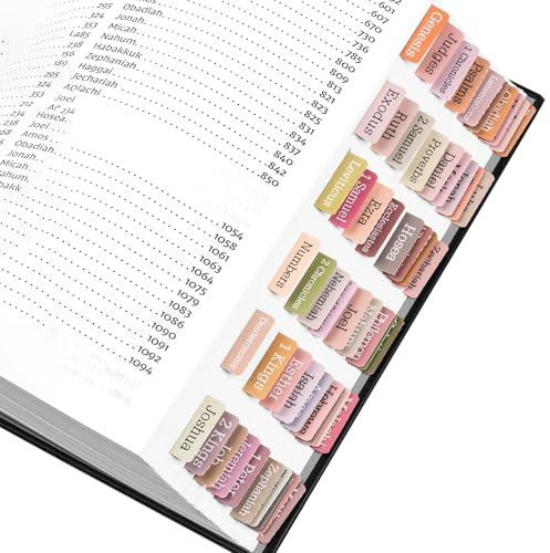 TELAIN 75 laminerade bibelregister, stora tryck-bibelkapitel-flikar, boho-tema, neutrala etiketter för kvinnor och män, lätt att läsa och fästa