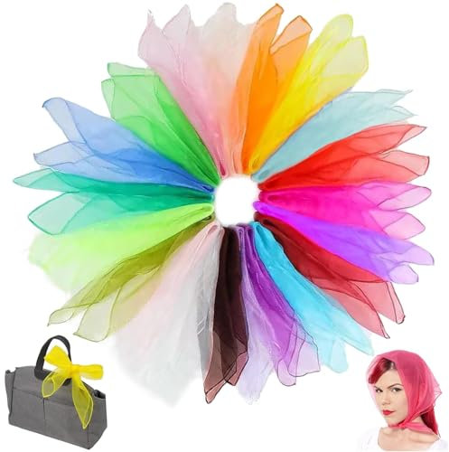 XSHAO® 20 Stück Jongliertücher Bunt, Chiffontücher 60x60 Square Jongliertücher Tücher Kinder für Tanzen, Jonglieren und Sensorisches