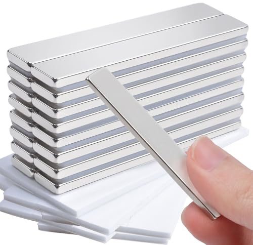 Aenienoe Magneti Neodimio Piccoli Magnete Calamite Extra 60x10x3 Forti per Frigo Lavagne Artigianato Mappe Decorazioni - Con Scatola per Stoccaggio Dargento 16Pcs