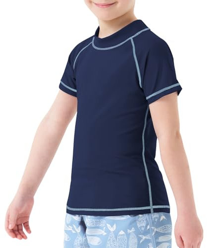 MEETWEE Jungen Schwimm Kurzarm/Langarm Shirt Kinder Schwimm UV Tshirt Kinder Badeshirt RashWeste Surfen Tshirt Schnelltrocknend Strand Shirt Wassersport Top