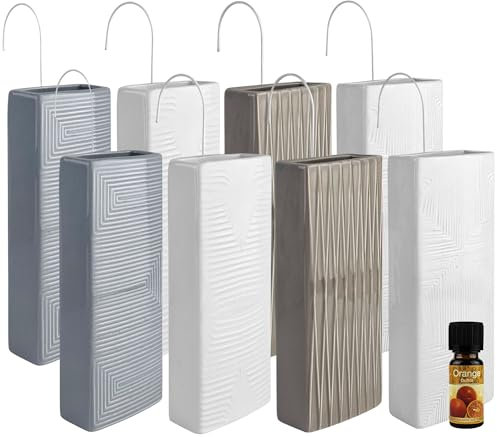 Luftbefeuchter für Heizung Set inkl. Haken - Keramik 220ml Wasserverdunster - moderne Farben - Wasserverdunster verdampfer verdunster Luftreiniger - mit Struktur - 8 Stück