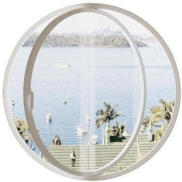 LYMGRZ Finestra Girevole a 360° per la Decorazione di Negozi e Case, Finestra Mobile in Vetro temperato con Telaio in Alluminio per soffitta, seminterrato, Diametro 60, 70, 80, 100 cm (Bianco, 80 c