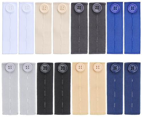 YBEATY 16PCS Elastic Pants Waist Extenders Adjustable Waistband Button Extenders Jeans Pants Extender Buttons Holes Waistband Extender for Men Women Different Kinds of Pant Jeans Trousers