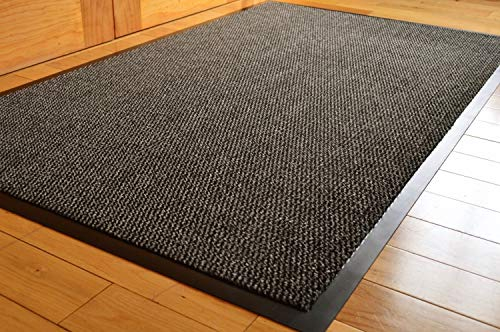 GREY BLACK HEAVY DUTY NON SLIP RUBBER DIRT STOPPER BARRIER RUG SMALL MEDIUM EXTRA LARGE DOORMAT LONG NARROW HALL RUNNER **6 (120 X 180 CMS) by RUGS4HOME