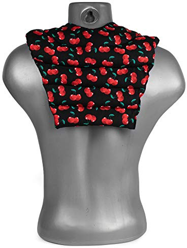 Coussin tour de cou compartimenté avec partie dorsale - cherry black - Coussin aux pépins de raisins - Coussin de nuque - Coussin chaud pour le dos