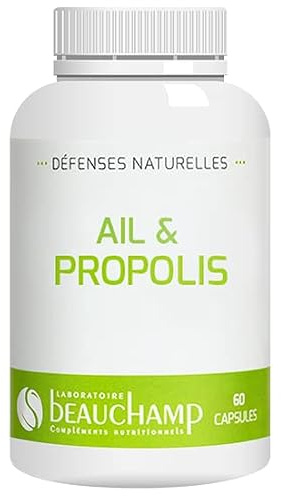 Laboratoire Beauchamp - Complément alimentaire AIL & PROPOLIS - 60 capsules - Allicine et Galangine - Défenses de l'organisme - Antioxydant - Coeur - Développé en France