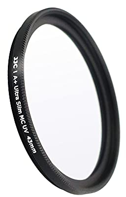 JJC Filtro UV de 43 mm, ultra delgado, multicapa, protección ultravioleta