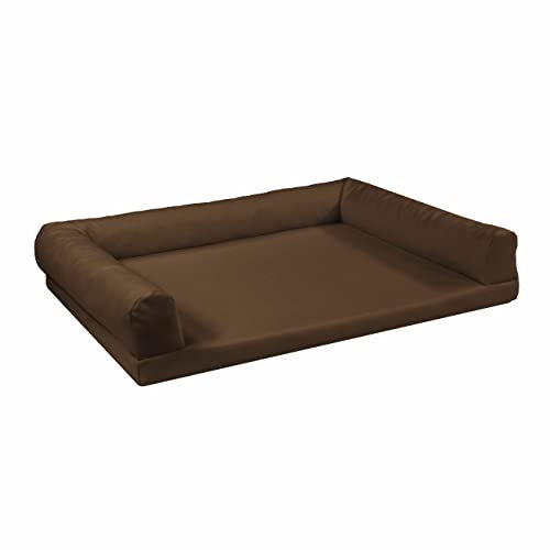 Juelle Orthopädisches Hundebett aus Kunstleder, Hundesofa mit Orthopädischer Matratze für Große Hunde, Abnehmbarer Bezug, Maschinenwaschbar, Lord M - 100x75x20 cm, Hellbraun