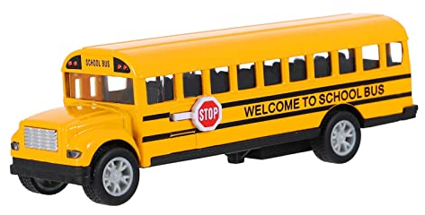 TOYANDONA Schulbus Spielzeug Modell - Gelb Zurückziehen Spielfahrzeug - Auto Für Kinder, Orange, 13x4cm