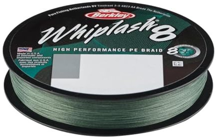 Berkley Whiplash8, Sedal, Superline, Pesca de Depredadores, Lucio, Perca, Zander, Trucha, Unisex, Verde Musgo, 0.25mm, 40 kg, 88 LB, 165 yd
