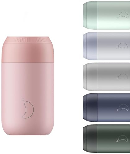 Chilly's Series 2 Coffee Cup - Tight Seal, No Sweating - BPA-Free Stainless Steel - Reusable - Double Walled, Vacuum Insulated - Blush Pink, 340ml