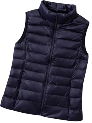 Doudoune Legere sans Manches Femme Gilet Duvet sans Manche Femme Veste Doudoune Légère Fine sans Manche Femme Gilet Matelassé sans Manches Femme Blouson Rembourré Manteau sans Manche Femme
