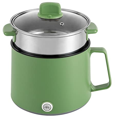 DSYOGX Mini Cuiseur Vapeur Électrique 1,7 l Double Cuiseur Électrique Multifonction Cuisinière à vapeur Antiadhésif Pour Cuire à la Vapeur, Cuisiner, Rôtir(Vert)