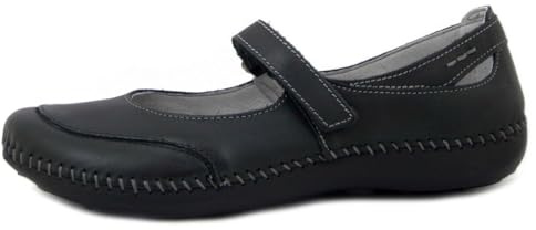 Walk In the city Ballerine Mary Jane in Pelle Nero con Strap, 20980