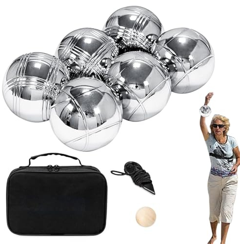 Generiskt Boccia-bollset för utomhusbruk – boules spel av metall | set med bärväska, perfekt för strandsemester, familjenöje på bakgården, utomhuspicknick och hållbart gräsmatta spel för alla