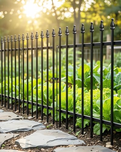 ARIFARO Decorative Metal Garden Fence 81cm H x 61cm W, 5 Panels + 1 Gate
