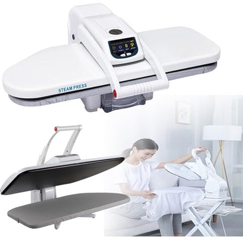 FLNOZAMZ Presse à Vapeur de Repassage Presse à Vapeur pour vêtements Presse à Vapeur numérique 1600W 66cm/76cm/89cm Paramètres de Tissu Presse à Repasser Professionnelle (Nostand 76cm)