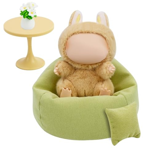 Doll Furniture Accessories, Mini Bean Bag Chair, Soft Sofa Seat(Green)