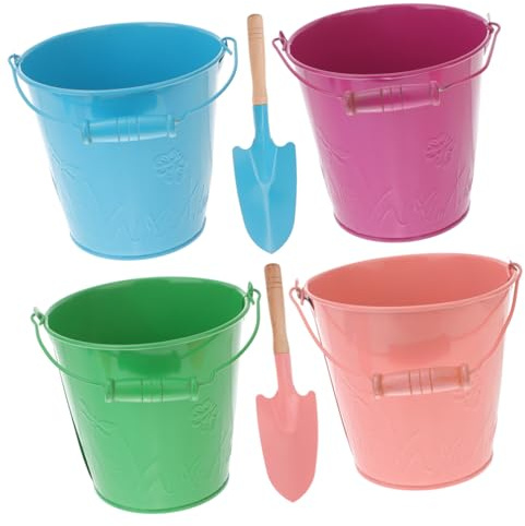 ZUNOXAZ Set 6 Pezzi Secchielli da Spiaggia in Ferro Colorati con Pala, Giocattolo Secchiello di Sabbia Leggero e Resistente, per Giochi All’aperto e Attività in Colore Colore Casuale