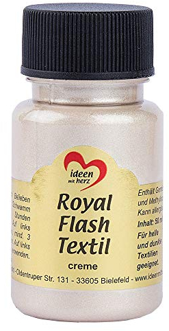 Ideen mit Herz Royal Flash Textil, Glitzer-Metallic-Farbe | hochdeckend, cremige Textilfarbe auf Wasserbasis | für helle und dunkle Textilien | 50 ml (creme)