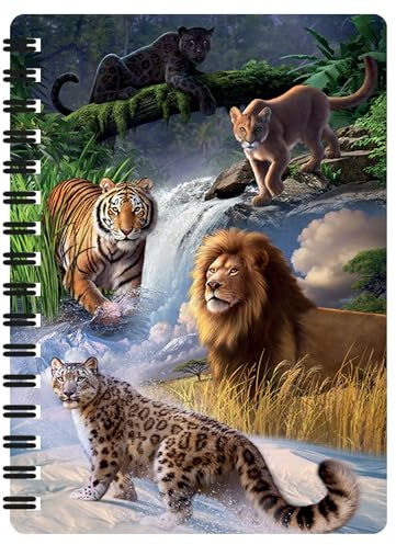 3D LiveLife Big Cats Expedition A6-Anteckningsbok, Spiral, 80 Sidor