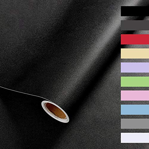 Auckpure Selbstklebende Folie, Klebefolie Möbel, Wandschutzfolie 40 X 350cm, Tapete Selbstklebend, Wasserdichtes Möbelfolie, Zum Schutz Oder zur Renovierung von Möbeln und Tischplatten(Schwarz)