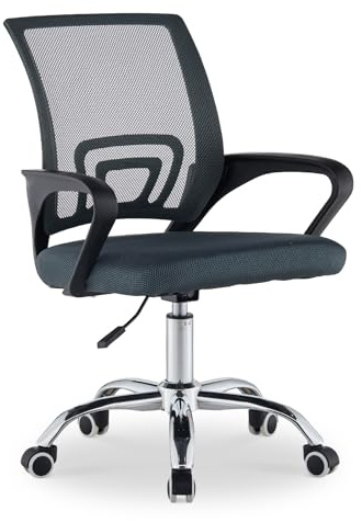 TUKAILAI Bürostuhl Ergonomisch, Schreibtischstuhl aus Netzstoff, Chefsessel mit Lendenwirbelstütze, Armlehne, Höhenverstellbar, 360° Drehbar, Computerstuhl Arbeitsstuhl für Zuhause Büro, Grau