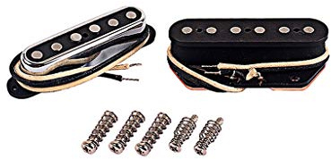 Alnicov Juego de pastillas de guitarra vintage silenciosas, pastilla de cuello y puente para reemplazo de piezas de guitarra eléctrica estilo Tele Telecaster con marca F