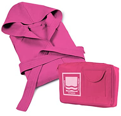 Banzaii Accappatoio in 100% Microfibra con Cappuccio – Accappatoio Uomo e Donna con Borsa Resistente e Salvaspazio - Taglia M Fuxia