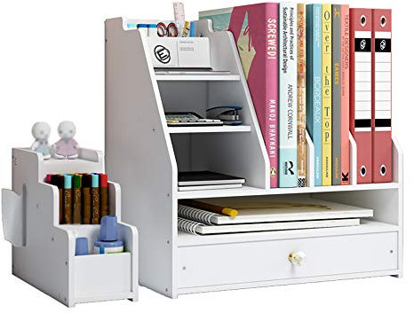 Hggzeg Schreibtisch-Organizer, DIY-weißer Büro-Schreibtisch-Aufbewahrungshalter, Sortierer mit Schublade für Zuhause, Büro und Schule PB04