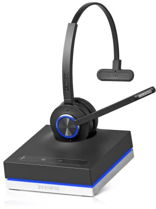 Leitner LH570 2-in-1 Wireless Office Headset with Mic - Computer & Telephone Headset (DECT Headset, not Bluetooth) - 5 Year Warranty - Phone Headsets for Office Phones