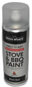 The Stove Wizard BBQ & Stove Aerosol Professional Trade Paint | BLACK | Very High Temperature Resistant Up to 650°C | BBQs, Stoves, Chimineas, Automotive, Fire Screens & Surrounds 1 x 400ml tin