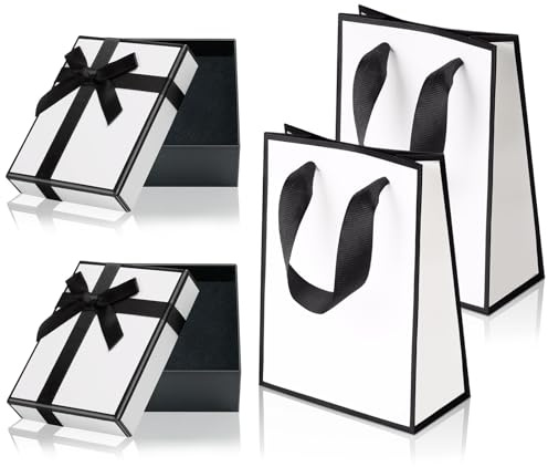 Aucuu Confezione Regalo di Gioielli, Scatola Regalo Piccola e Sacchetti Regalo, Scatola per Gioielli, Scatolina Regalo con Coperchio e Fiocco a Nastro, Scatole per Gioielli Bracciali Collane Anello