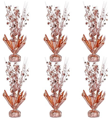 Gyufise 6 Pack Metallic Foil Spray Centerpiece Star Table Decoration Burst Table Centerpieces Table Decor for Birthday Wedding Anniversary Graduation Holiday Party Supplies Rose Gold