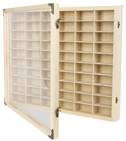 CHZIMADE 1:64 Model Car Display Cabinet for Wooden Diecast Car Display Rack Models Shelf Wall Case Hanging Unit Organiser 60 Grids (59x7.5x48cm)