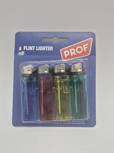 Accendino a Pietra, Set di 4, Multicolore, Usa e Getta confezione da 12