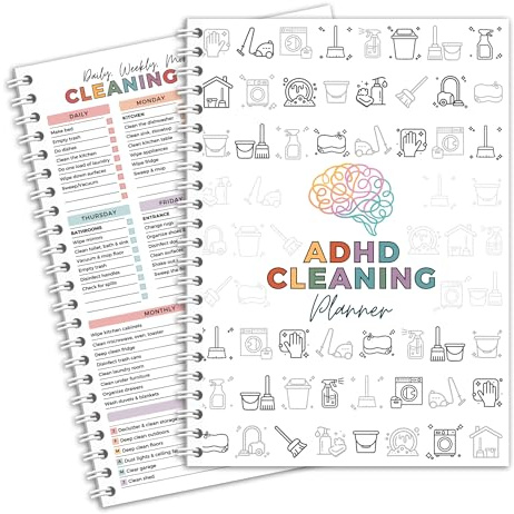 Pianificatore di pulizia ADHD, programma di pulizia della casa e lista di controllo, pianificatore ADHD per adulti, donne e mamma, agenda giornaliera settimanale mensile per la famiglia, pianificatori