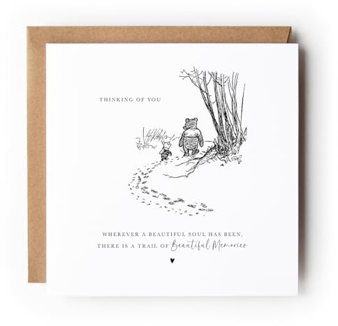 Tarjeta de condolencias, diseño de Winnie the Pooh, hermosa cita de recuerdos, tarjeta de duelo, pensando en ti