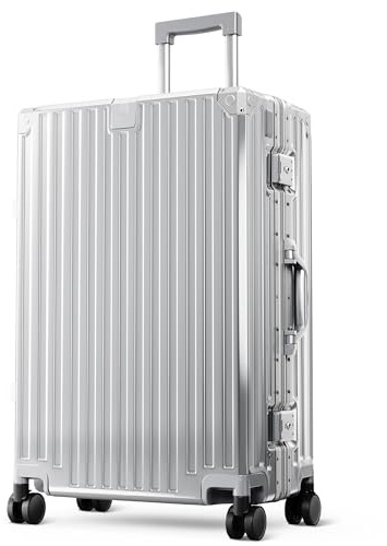 ALPHA CAMP Valise Grand Taille Valise XL avec Serrure TSA Valise Rigide à roulettes 49x30x76CM Polycarbonate et Cadre en Aluminium Valise Gris Homme Bagage de Voyage Luggage 98L